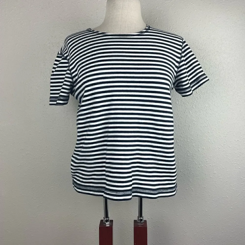 EUC Chaus Women’s Blue and White Short Sleeve Top Size S